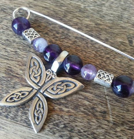Amethyst & Pewter Butterfly Shawl Pin