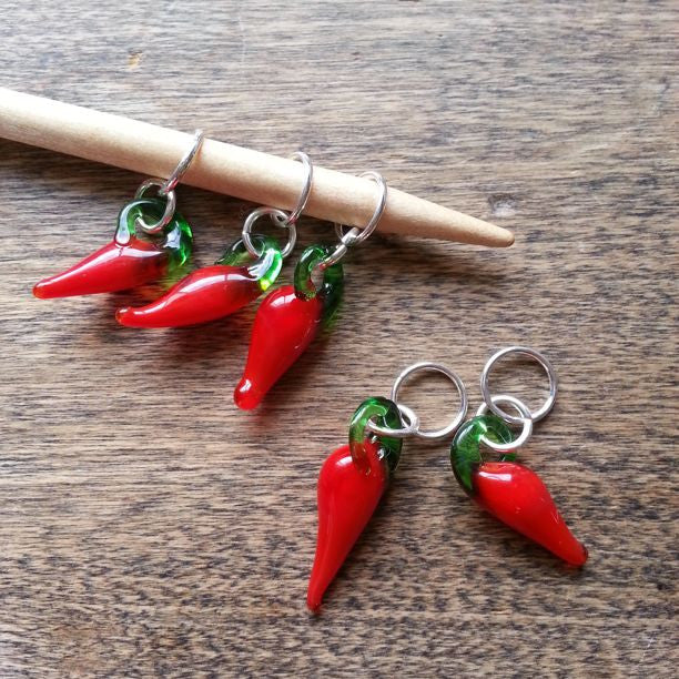 Chili Pepper Stitch Markers, Set of 5