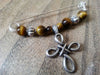 Tiger Eye & Pewter Celtic Cross Shawl Pin