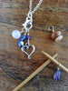 Dawn Gemstone Stitch Marker Necklace - Amethyst, Crystal, Rose Quartz, & Sunstone