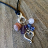 Dawn Gemstone Stitch Marker Necklace - Amethyst, Crystal, Rose Quartz, & Sunstone
