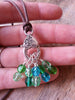Green Stitch Marker Necklace, Pewter Clasp and Czech Crystal on 30" Adjustable Cotton Cord