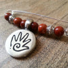 Red Jasper & Pewter Hand Shawl Pin