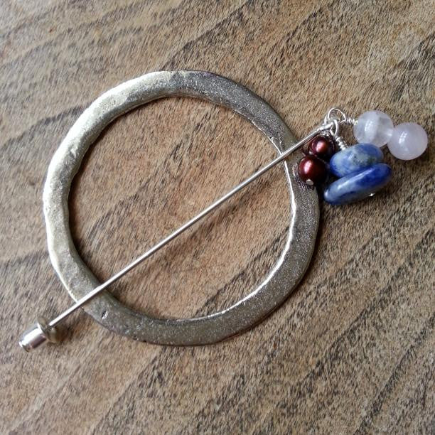 Sodalite Round Shawl Pin