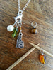 Jewel Gemstone Stitch Marker Necklace - Amber, Czech Crystal, Tiger Eye, & Pearl