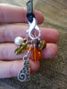 Jewel Gemstone Stitch Marker Necklace - Amber, Czech Crystal, Tiger Eye, & Pearl