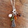 Jewel Gemstone Stitch Marker Necklace - Amber, Czech Crystal, Tiger Eye, & Pearl