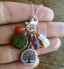 Original Gemstone Stitch Marker Necklace - Carnelian, Royalite, Glass, & Moonstone
