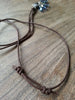 Garnet Stitch Marker Necklace, Pewter Clasp and Czech Crystal on 30" Adjustable Cotton Cord