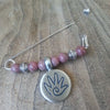 Rhodonite & Pewter Hand Shawl Pin