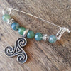 Moss Agate & Pewter Triple Spiral Shawl Pin