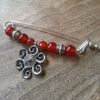 Carnelian & Pewter Sun Shawl Pin