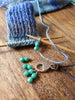 Turquoise Stitch Marker Necklace, Pewter Clasp and Czech Crystal on 30" Adjustable Cotton Cord