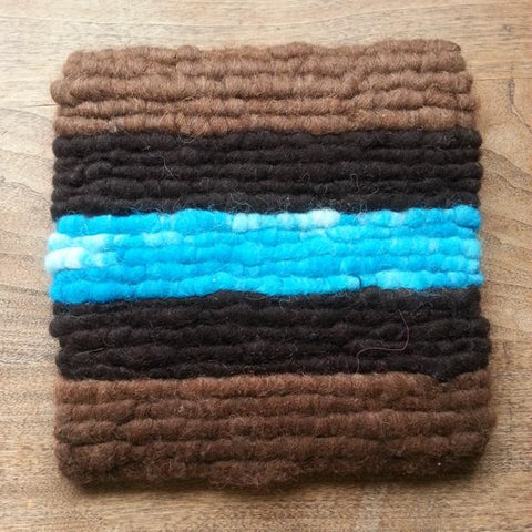 Turquoise Striped Wool Trivet