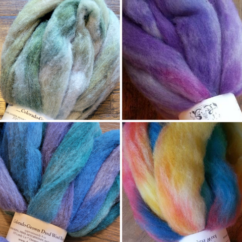 Hand-Dyed Corriedale Roving, Colorado-Grown, 4 oz.