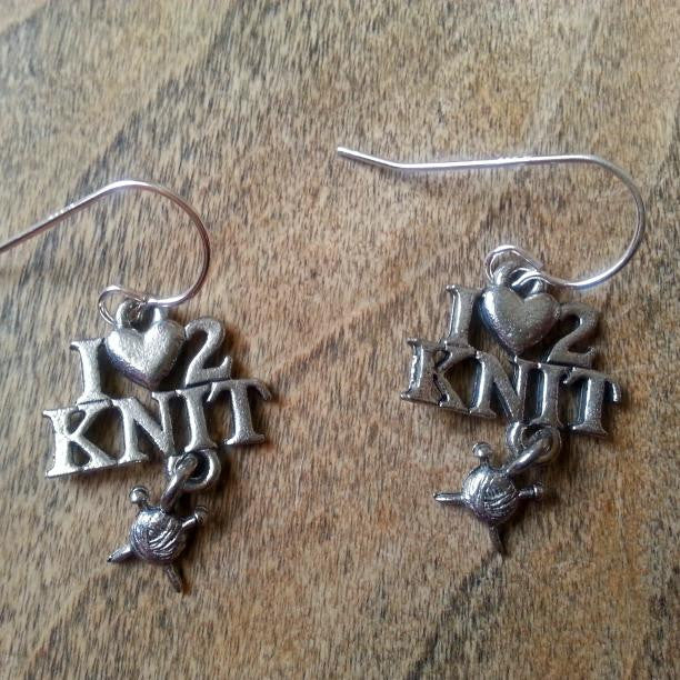 I Love to Knit Earrings - USA Pewter