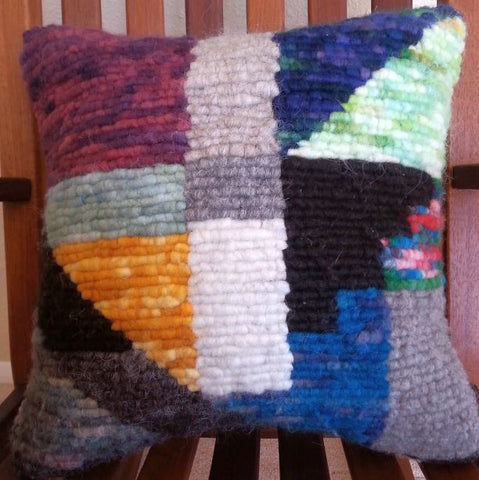 Stained Glass Locker Hooked Wool Pillow