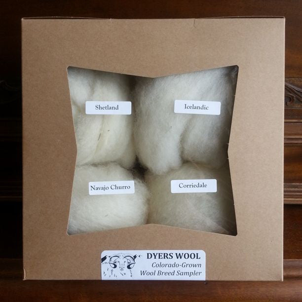 Wool Roving Sampler, White Breeds Colorado-Grown