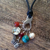 Southwest Gemstone Stitch Marker Necklace - Turquoise, Pearl, Abalone, & Carnelian