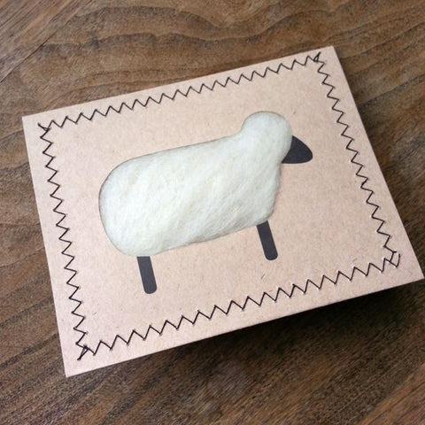 Unique Wool Sheep Notecards, White (Set of 5)